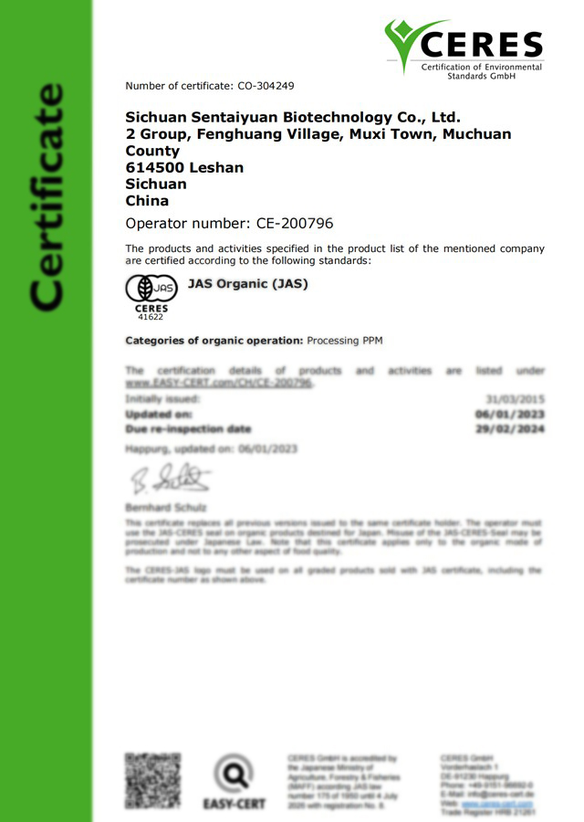 Sentaiyuan Cert-JAS