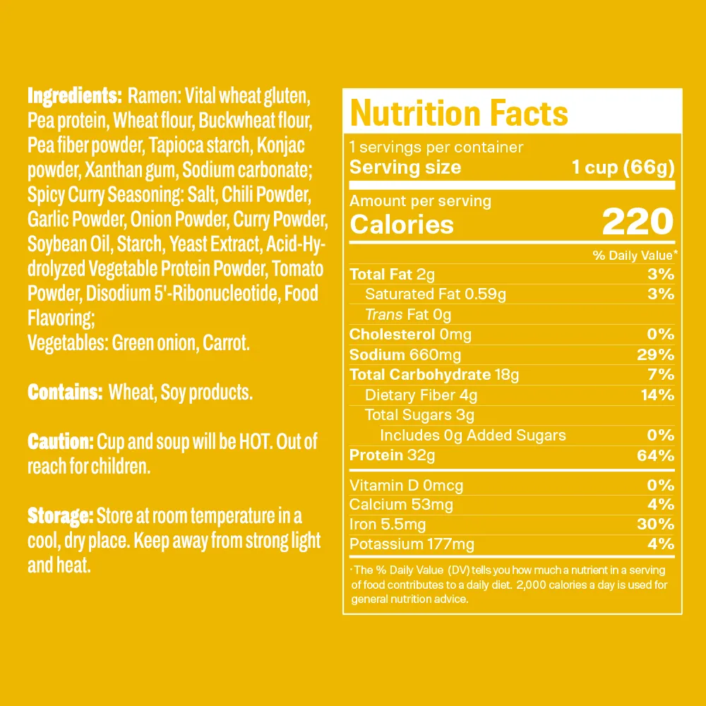 High-Protein Cup Noodles With Spicy Curry Flavor