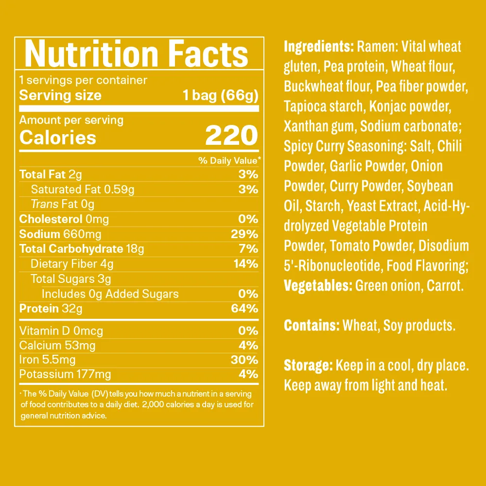 High Protein Noodles Spicy Curry Flavor